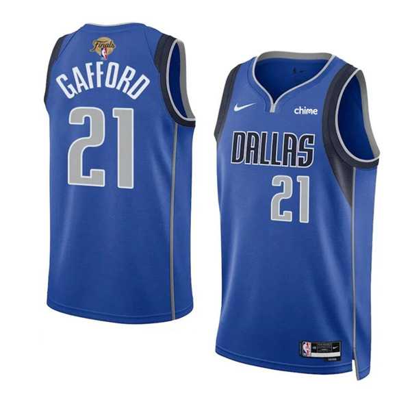 Men%27s Dallas Mavericks #21 Daniel Gafford Blue 2024 Finals Icon Edition Stitched Basketball Jersey Dzhi